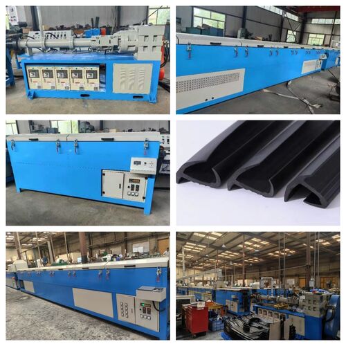 The EPDM rubber sealing strip production line uses a cold-feed extruder/vulcanization tunnel.