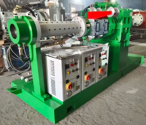 अच्छा मूल्य 120 मिमी स्क्रू व्यास कोल्ड-फीड पिन बैरल रबर एक्सट्रूडर मशीन 60-150 किलोग्राम/घंटा उत्पादन क्षमता के साथ ऑनलाइन